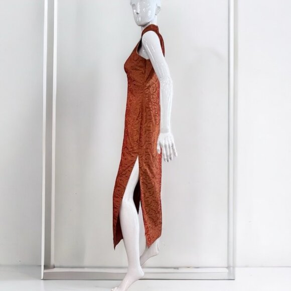 Gold Rust Brocade Qipao (Cheongsam) - Picture 1 of 15